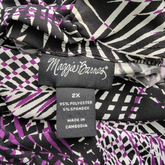 Maggie Barnes Top Plus Size 2X Open Front Stretch 3/4 Sleeve Casual Purple - Picture 5 of 6